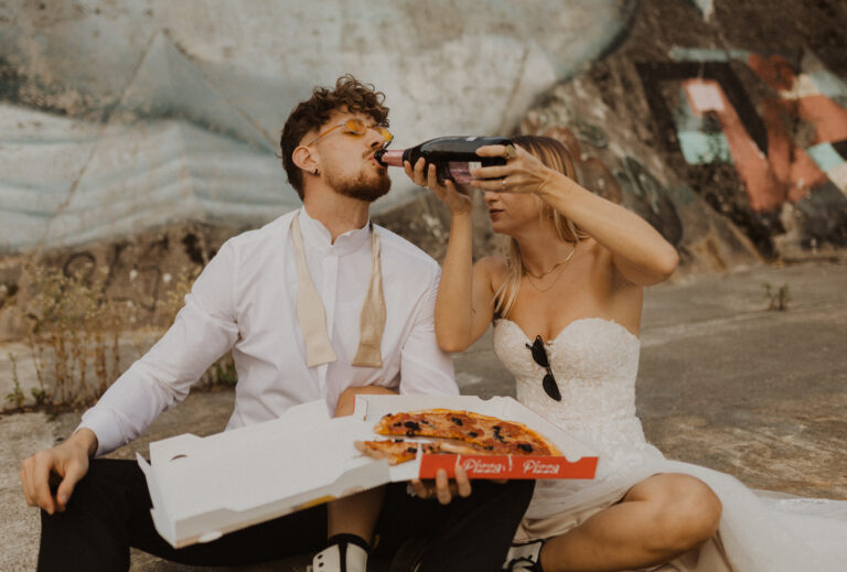 Trashy Afterwedding Fotos beim Attisholzareal