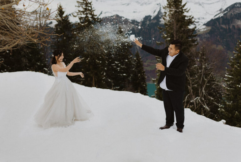 Snowball wedding fight Axalp