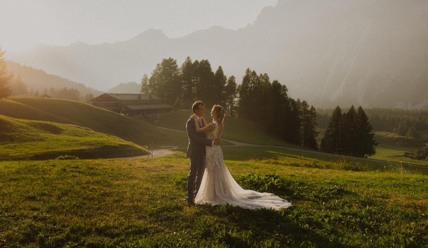 Brautpaar Berghochzeit Engadin Graubünden