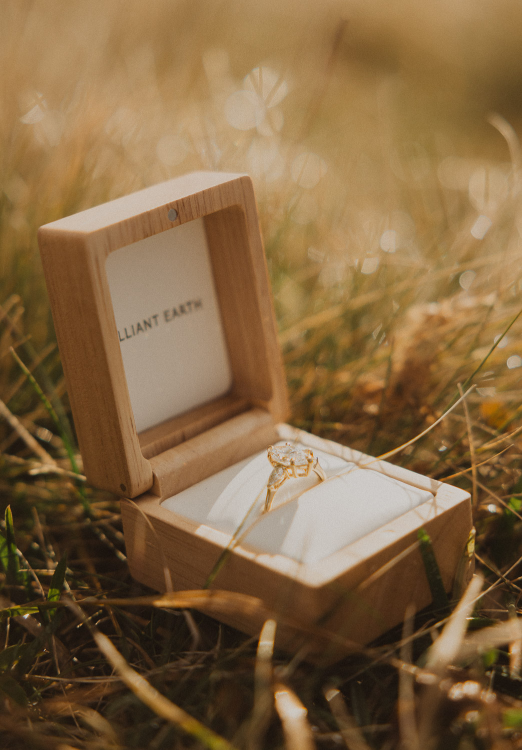 Ring at a surprise proposal photography session in the Jungfrauregion with alpine mountain scenery and natural outdoor setting in daylight.